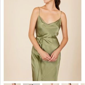Park & fifth olive satin midi dress